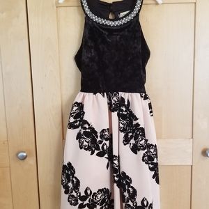 Speechless Black Velvet & Pink girls dress